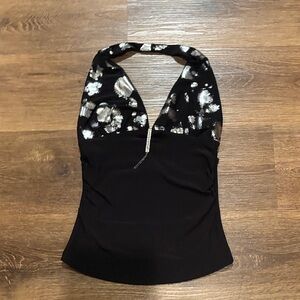Elegant Black and Silver Women's Halter Top